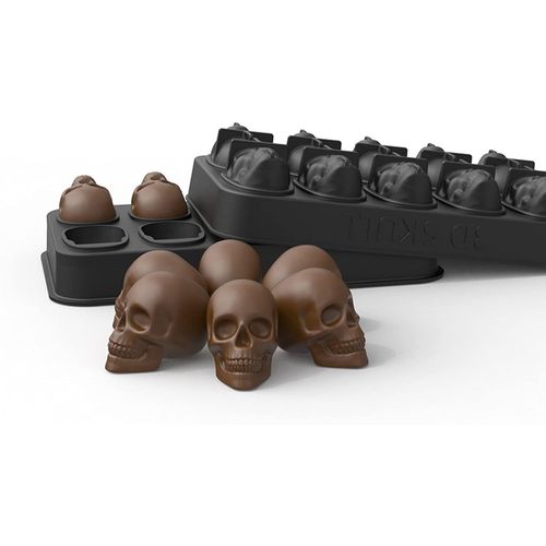 Kal-Moules  Glaons En Forme De Tte De Mort, Moules  Chocolat En Silicone En Forme De Tte De Mort Pour Halloween, Moule  Glaons, Moule  Gteau De Pques Avec Entonnoir (10 Cellules)