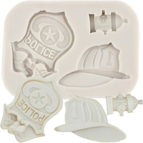 Kal-Moules En Silicone Pour Fondant Avec Insigne De Police De Pompier Chapeau Pour Dcorer Des Gteaux Dcorations De Cupcake Chocolat Pte  Fleurs Bonbons Argile Polymre