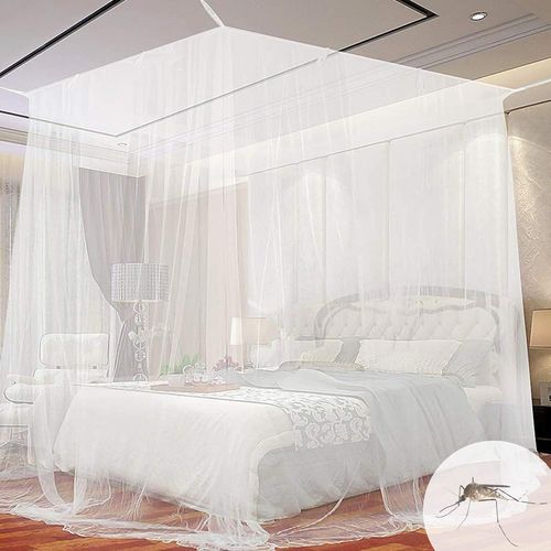Kal-Moustiquaire De Lit Carre, Moustiquaire Carre Universelle, Adapte  La Plupart Des Types De Lits, Pour Se Protger Efficacement Des Moustiques- Blanc (200 * 200 * 180cm)