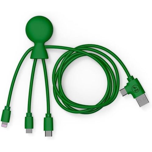 Kal-- Mr Bio 1m Cble Multi Usb 4 En 1 En Forme De Pieuvre - Chargeur Universel En Plastique Recycl - Prise Usb Universel Usb-C, Lightning,Micro Usb, Usb Pour Smartphone Universelle - Vert