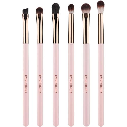Kal-Neria Lot De 6 Pinceaux De Maquillage Pour Les Yeux, Fard  Paupires, Anti-Cernes, Pinceau  Sourcils, Poils En Fibre Douce Et Soyeuse Et Manche En Bois Durable