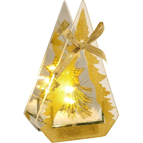 Kal-Objet De Dcoration En Verre Avec Lumire Led Mini Sapin De Nol Artificiel Lampe D'ambiance Guirlande Lumineuse Dcoration De Nol 3d Dcoration De Table Dcoration De Table Dcoration 3d Image