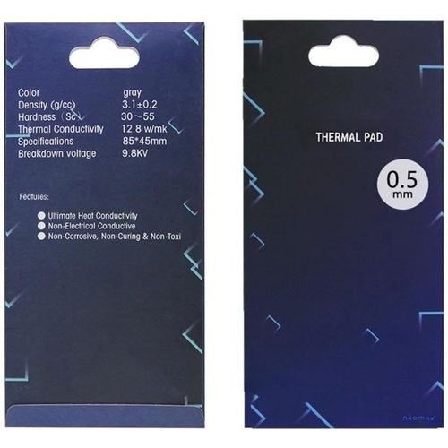 KAL-One Enjoy Pad Thermique 12,8 W/Mk, 85X45X0.5Mm, Thermal Pad En Silicone Pour Dissipateur Thermique/Gpu/Cpu/Led