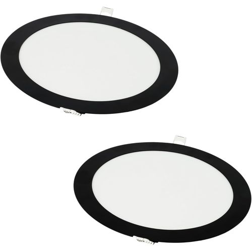 Kal-- Pack 2x Downlight Led Rond 18w, Encastrable, 1440 Lum, Intrieur Ip20, Cadre Fini Noir, Trou Dcoup  200- 205 Mm, Extra Plat 13mm, Transformateur Inclus (Blanc Neutre 4200k)