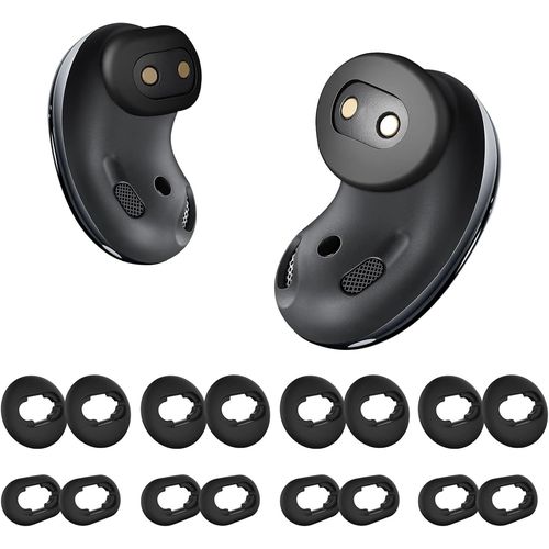 KAL-Pack L/S Embouts En Silicone Pour Galaxy Buds Live-Embouts De Rechange Noirs De Qualit Suprieure Et Adaptateur D'Aile Pour Accessoires Samsung Galaxy Buds Live (Noir, Sml)