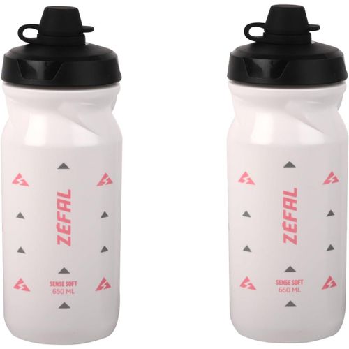Kal-Pack Sense Soft 65 No-Mud - Lot De Deux Bidons Velo Et Vtt - Gourde Sport Souple Et Inodore - Bidon Eau Sans Bpa - Tetine Silicone - Blanc, 2 X 650 Ml