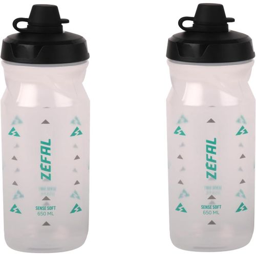 Kal-Pack Sense Soft 65 No-Mud - Lot De Deux Bidons Velo Et Vtt - Gourde Sport Souple Et Inodore - Bidon Eau Sans Bpa - Tetine Silicone - Translucide, 2 X 650 Ml