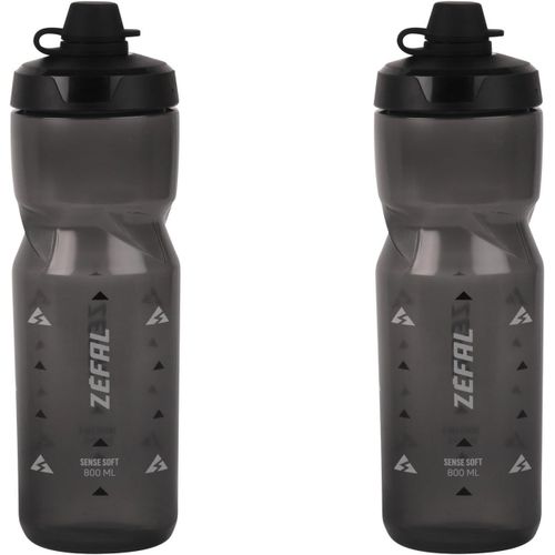 Kal-Pack Sense Soft 80 No-Mud - Lot De Deux Bidons Velo Et Vtt - Gourde Sport Souple Et Inodore - Bidon Eau Sans Bpa - Tetine Silicone - Noir Fum, 2 X 800 Ml