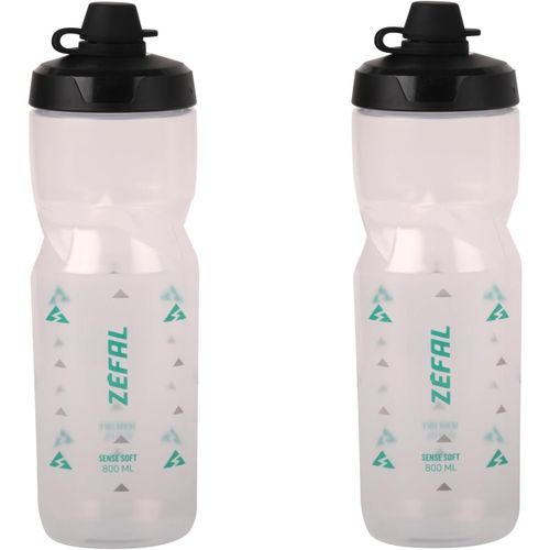 Kal-Pack Sense Soft 80 No-Mud - Lot De Deux Bidons Velo Et Vtt - Gourde Sport Souple Et Inodore - Bidon Eau Sans Bpa - Tetine Silicone - Translucide, 2 X 800 Ml