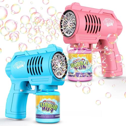 Kal-Panacare 2pcs Pistolets  Bulles,Machine  Bulles Savon Enfants 4000+Bulles/Minute Solution Bulles Savon,Machine Bulles Jouet Bulles Cadeau Enfant/Anniversaire/Fte Hllfr-Al2026 Bleu/Rose