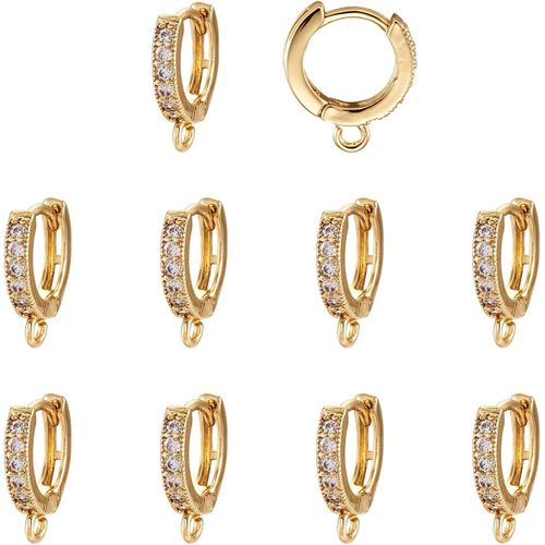 Kal-Pandahall Lot De 10 Boucles D'oreilles Croles En Zircon Cubique Plaqu Or Vritable  Levier Rond Composants De Boucle D'oreille Arrire Pour Femme Cadeau Fabrication De Bijoux 15 X 2,5 X 13,5 M