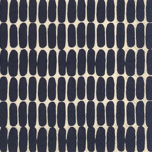 Kal-Party Marimekko Serviettes De Table Jetables En Papier 3 Plis, 16,5 X 16,5 Cm, Lin Alku Noir