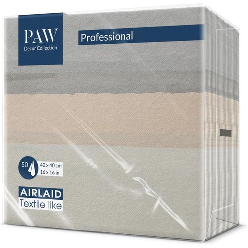 Kal-Paw Serviette De Table Papier - Airlaid (40 X 40 Cm) I Couleurs De La Terre, Beige, Rayures I Dcoration Anniversair, Mariage, Bapteme Garcon Et Fille I Structure En Tissu I Color: Fluid Beige
