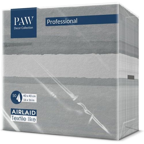 Kal-Paw Serviette De Table Papier - Airlaid (40 X 40 Cm) I Couleurs De La Terre, Gris I Dcoration Anniversair, Mariage, Bapteme Garcon Et Fille I Structure En Tissu I Color: Fluid Grey