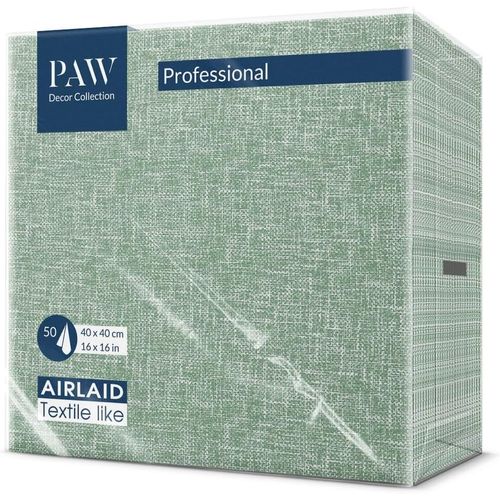 Kal-Paw Serviette De Table Papier - Airlaid (40 X 40 Cm) I Nature, Structura, Vert I Dcoration Anniversair, Mariage, Bapteme Garcon Et Fille I Structure En Tissu I Color: Linen Structure Green