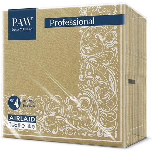 Kal-Paw Serviette De Table Papier - Airlaid (40 X 40 Cm) I Ornement Classique, Or I Dcoration Anniversair, Mariage, Bapteme Garcon Et Fille I Structure En Tissu I Color: Elegant Tangle