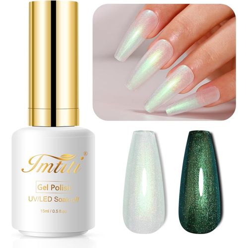 Kal-Pearl -Vernis  Ongles Uv -15 Ml -Vert Transparent -Brillance Nacre -Brillance Nacre -Pour Le Printemps Et L't -Schage Sous Lampe Uv Led