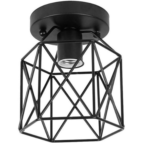 Kal-Plafonnier Fer Forge Industrielle, Lustre Pour Salon, Plafonnier Industrielle En Mtal Noir Cage Carr Chambre Caf Bar Restaurent Salle  Manger Diamtre 15cm