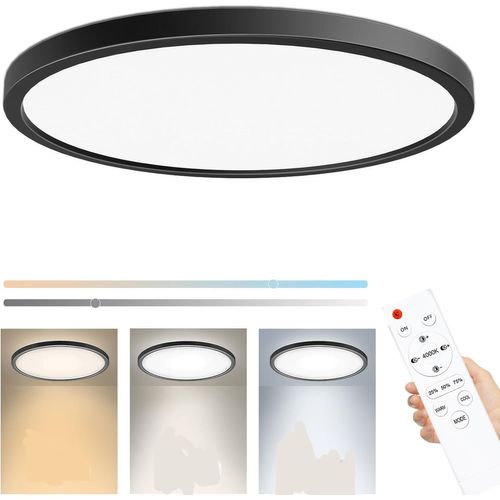 Kal-Plafonnier Led Rond, 30w 6500k Blanc Froid Moderne Plafonnier Led Noir Ip54 Impermable,Lampe De Plafond Led Pour Salle De Bain, Salon, Cuisine, Chambre, Couloir