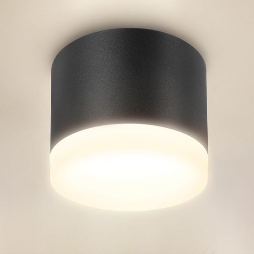 Kal-Plafonnier Led Spot Plafond 6w 4000k Blanc Neutre, Led Spots En Saillie Plafonnier Luminaire Gx53 600lm, Ronde Lampe De Plafond 230v Downlight Avec Anneau Acrylique Pour Salon Chambre, Noir