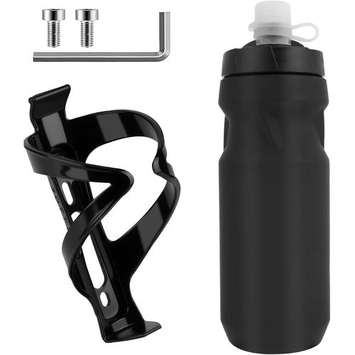 Kal-Porte Bidon De Vlo Avec Ensemble De Bouteille, Porte Bouteille Universelle, Support Gourde Vlo Avec Porte-Bouteille De 650ml Sans Bpa, Porte Gourde Robuste Pour Vlo/Vtt/Vlo De Route, Noir