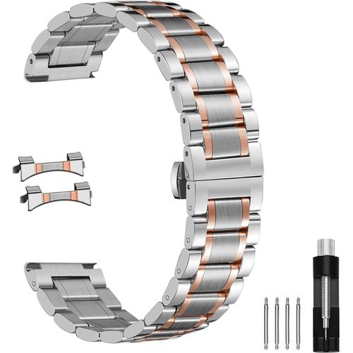 Kal-Quick Release Metal Chain Butterfly Clasp Bracelets 18 Mm 19 Mm 20 Mm 21 Mm 22 Mm 24 Mm Bracelet En Acier Inoxydable De Rechange