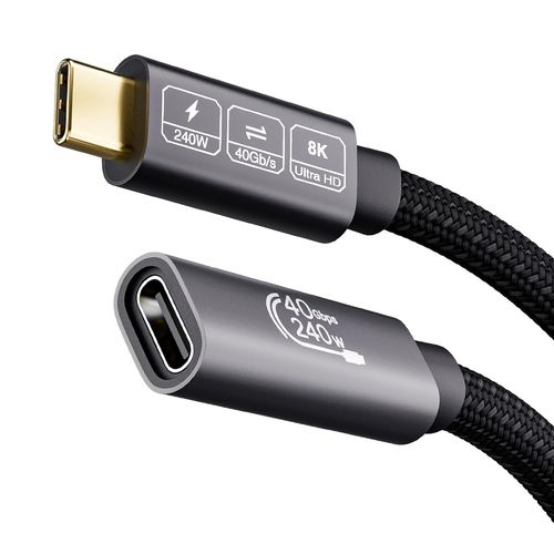 KAL-Rallonge USB 4 0,5m, 40Gbps Rallonge Thunderbolt 4,Cble Extension Type C Vido 8K@60Hz Charge Rapide 240W Compatible avec iPhone 15Pro,MacBook Pro,Galaxy S24 Plus,Ultra S23 S22,MacBook