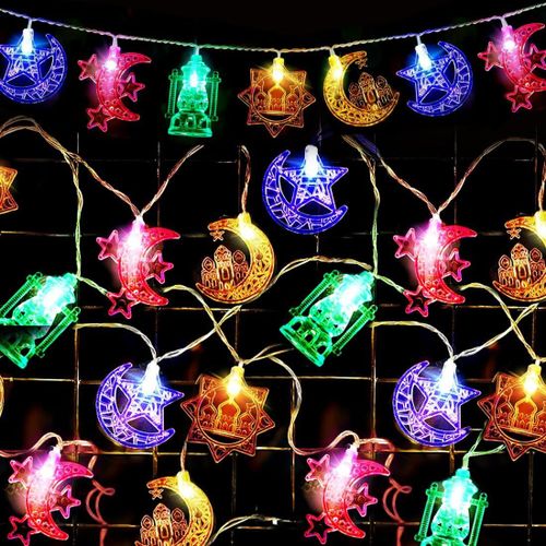 Kal-Ramadan Guirlande LumineuseColores, Ad Guirlandes Lumineuses toile Lune, Decoration Ramadan 2024, Musulmane Ramadan 20 Led String Lights 3m, String Lights De Dcoration Intrieur Extrieur