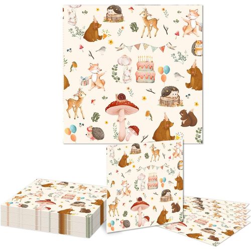 Kal-Serviette En Papier Animaux De La Fort, 20 Pices Serviettes De Fte Animaux De La Fort Thme Serviette En Papier, Serviettes En Papier Jetables Pour Mariage, Fte Prnatale,