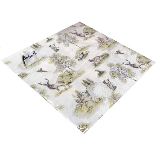 Kal-Serviettes En Papier Pour L'automne, L'hiver, Nol Motif Cerfs D'automne 33 X 33 Cm