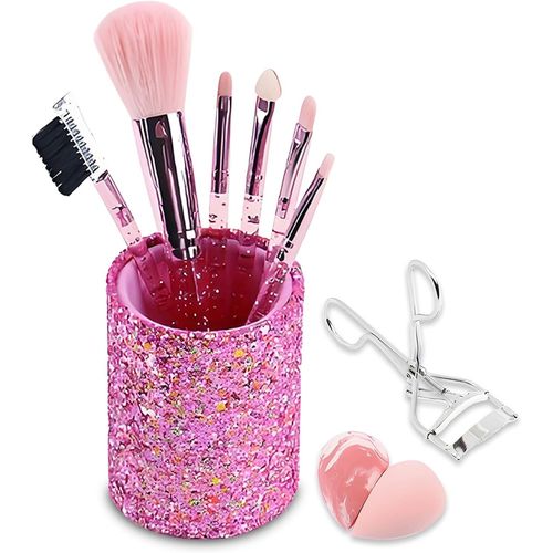 Kal-Set De Pinceaux De Maquillage Professionnels Avec 6 Pinceaux Synthtiques, 2 ponges Blender Et Recourbe-Cils, Idal Pour Poudre, Ombres, Sourcils Et Lvres (Set 2)