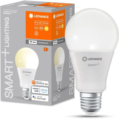 Kal-Smart+ Wifi Led Lamp, Frosted Look, 14w, 1521lm, Classic Bulb Shape With E27 Base, Warm White Light At 2700k, Dimmable, App Or Voice Control, Life Of Up To 20,000 Hours