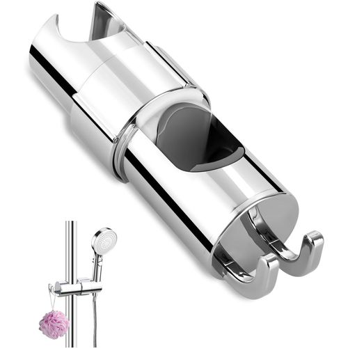 Kal-Support De Pomme Douche Sans Percage, Support Douchette Universel Rglable Avec 2 Accroche, Fixation Pommeau De Douche Pour Rail Douchette De 16  27 Mm, Abs Chrom Support De Douche  Main