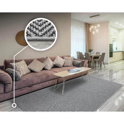 Kal-Tapis  Chevrons Gris - Tapis Rustique - Effet Laine - Tapis De Salle  Manger - Tapis De Salon - Tapis D'entre