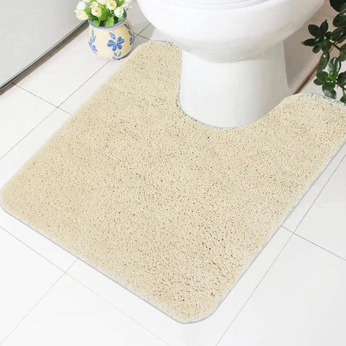 Kal-Tapis Contour Wc Antidrapant Lavable En Forme De U En Microfibre Douce Pour Salle De Bain