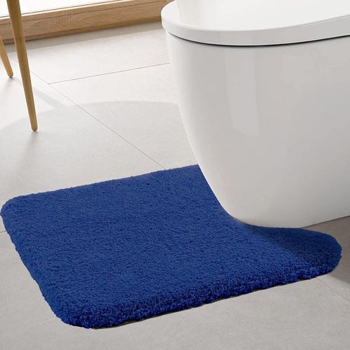 Kal-Tapis Contour Wc Extra Epais Tapis De Toilette Wc Antidrapant Tapis Wc Absorbant Tapis Salle De Bain Super Doux En Microfibre Lavable En Machine 50 X 60cm, Bleu Marine