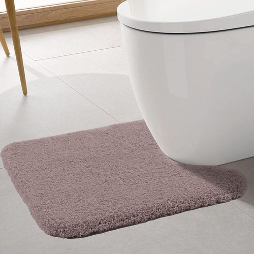 Kal-Tapis Contour Wc Extra Epais Tapis De Toilette Wc Antidrapant Tapis Wc Absorbant Tapis Salle De Bain Super Doux En Microfibre Lavable En Machine 50 X 60cm, Taupe
