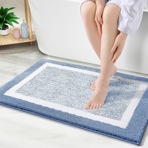 Kal-Tapis De Bain Antidrapant En Microfibre Pour Salle De Bain, Extra Doux, Absorbant, Lavable En Machine, Schage Rapide, 40 X 60 Cm, Bleu