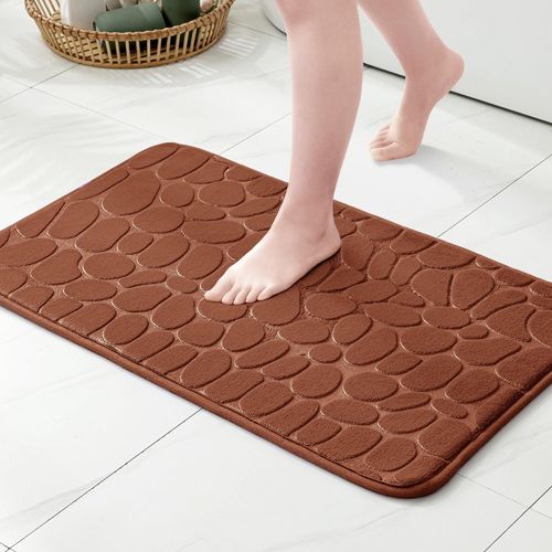 Kal-Tapis De Bain Style Galets Antidrapant En Mousse  Mmoire \U2013 Ultra Doux, Absorbant, Schage Rapide, Lavable En Machine, Tapis De Salle De Bain Pour Douche, Baignoire \U2013 40x60 Cm Bleu Sa