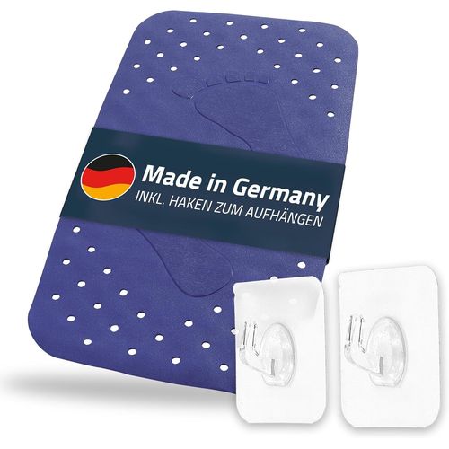 Kal-Tapis De Bain, Tapis De Baignoire Step Env. 38x72 Cm, Bleu Fonc, 100% Tpe | Incl. 2 Crochets | Sans Pvc, Phtalates, Plomb, Latex | Test Tv | Made In Germany