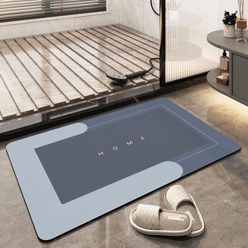 Kal-Tapis De Sol Super Absorbant, Schage Rapide, Tapis De Salle De Bain Simple, Lavable En Machine, Grand Tapis De Salon, Fond Antidrapant En Caoutchouc (40 X 60 Cm, Rectangulaire Bleu)