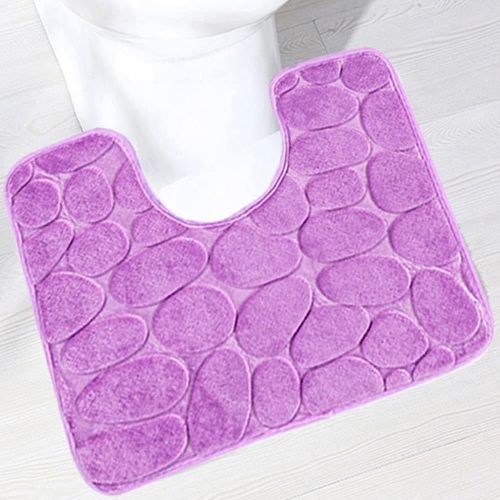 Kal-Tapis De Toilette Antidrapant Absorbant Tapis Contour De Wc Polyester Forme De U Violet 40 X 50 Cm