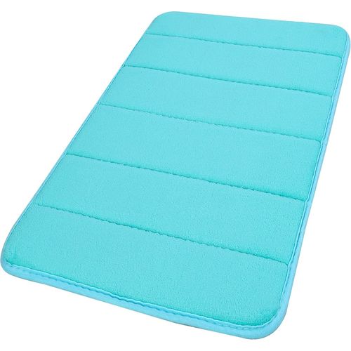 Kal-Uxcell Tapis De Bain En Mousse  Mmoire De Forme Doux Et pais, Antidrapant, Lavable En Machine, Absorbant, Tapis De Salle De Bain, 61 X 40,6 Cm, Bleu Turquoise