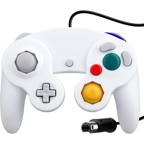 Kal-Wired Choc Classique Controller Gamepad Joystick Joypad Compatible Pour Nintendo Gamecube Ngc Wii Console Jeux Vido Couleur Blanc