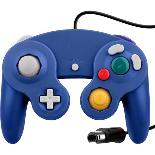 Kal-Wired Choc Classique Controller Gamepad Joystick Joypad Compatible Pour Nintendo Gamecube Ngc Wii Console Jeux Vido Couleur Bleu