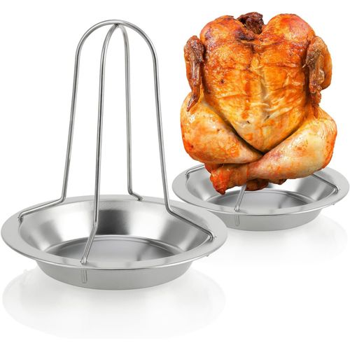 KAL-X Grill  Poulet -Rtissoire  Poulet Bbq Pour Poulets Grills -Support  Volaille Pour La Cuisson Des Poulets De Chair -Avec Lchefrite Pour Le Four (02 Pices -Poulet Grill)