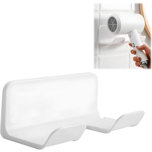 Kalanka-1 Pice Support De Sche-Cheveux, Support De Sche-Cheveux Sans Percer,Support De Sche-Cheveux,Support Autocollant Sans Percer,Support De Sche-Cheveux,Support Mural De Sche-Cheveux (Blanc)