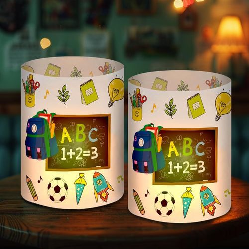 Kalanka-12 Table Scolarisation Garon Fille Dco,Dco Rentre Scolaire 2024,Rentre Scolaire Avec Sac  Sucre Abc Color Tableau Sac  Dos Crayons Motif cole,Convient Pour Bougie Chauffe-Plat Ou Bou