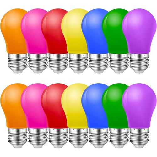 Kalanka-14 Pack Ampoules Colores E27 Ampoule Led 2w, E27 Ampoules Colores Extrieur, Pour Lumires De Fes, Fte, Dcoration De Nol, Rouge Vert Bleu Orange Jaune Rose Violette