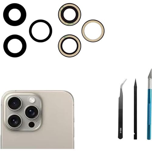 Kalanka-15 Pro Remplacement De La Lentille En Verre De La Camra Arrire Pour Iphone 15 Pro Remplacement De La Lentille En Verre De La Camra Arrire Avec Kit D'outils De Rparation,Anti-Rayures Et 